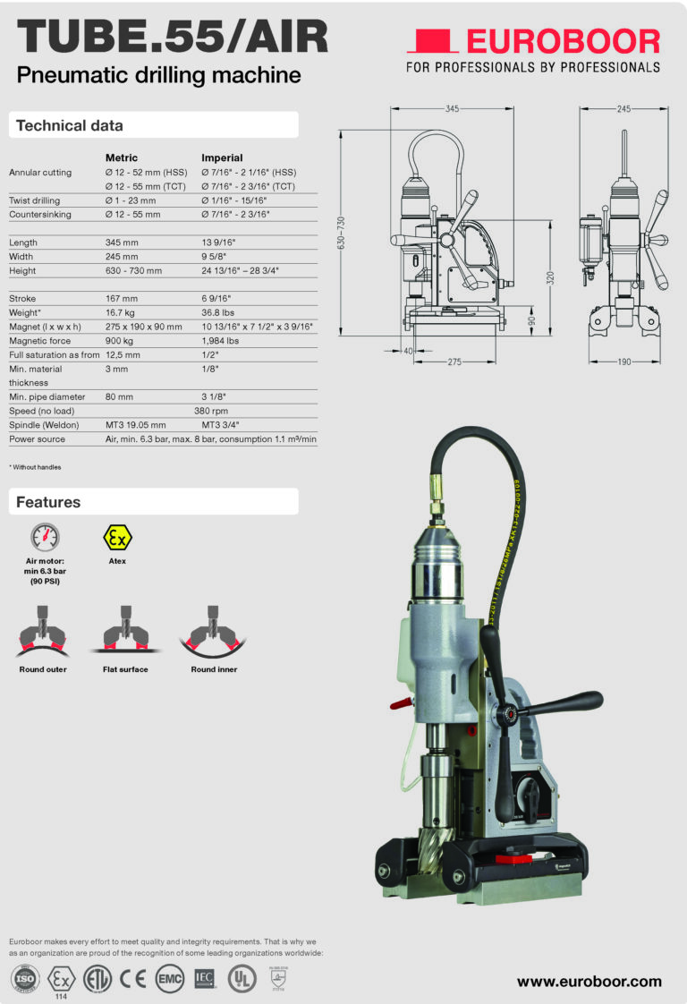 کاتالوگ دستگاه دریل مگنت TUBE55AIR-EN