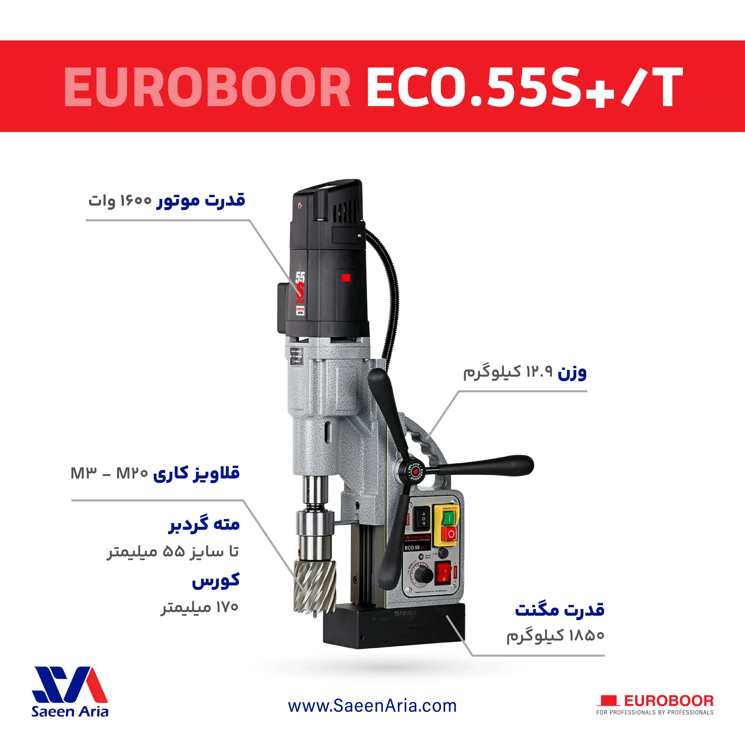 ECO.55S+-T-Euroboor-MagneticDrill-Product دریل مگنت ECO.55S+-T یوربور هلند