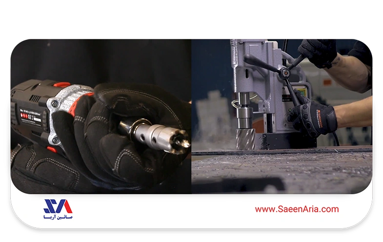 تفاوت تصویری یک دریل مگنتی و یک دریل با کاربری عمومی.